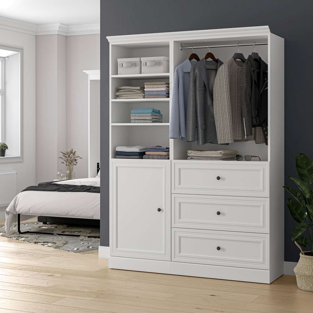 Bestar - Versatile 61 Closet Organizer with Drawers and Door in White - 40874-17 veiw 6