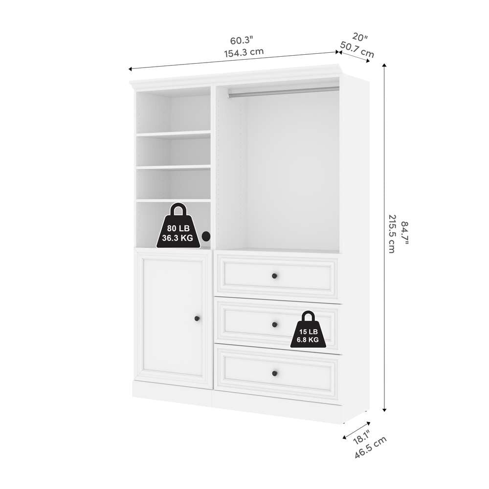 Bestar - Versatile 61 Closet Organizer with Drawers and Door in White - 40874-17 veiw 8