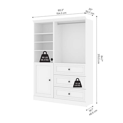 Bestar - Versatile 61 Closet Organizer with Drawers and Door in White - 40874-17 veiw 8