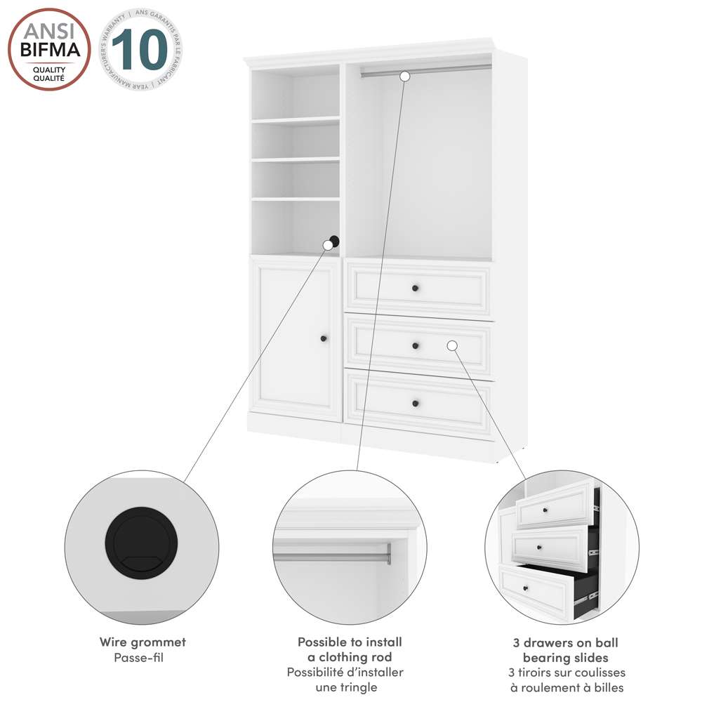 Bestar - Versatile 61 Closet Organizer with Drawers and Door in White - 40874-17 veiw 10
