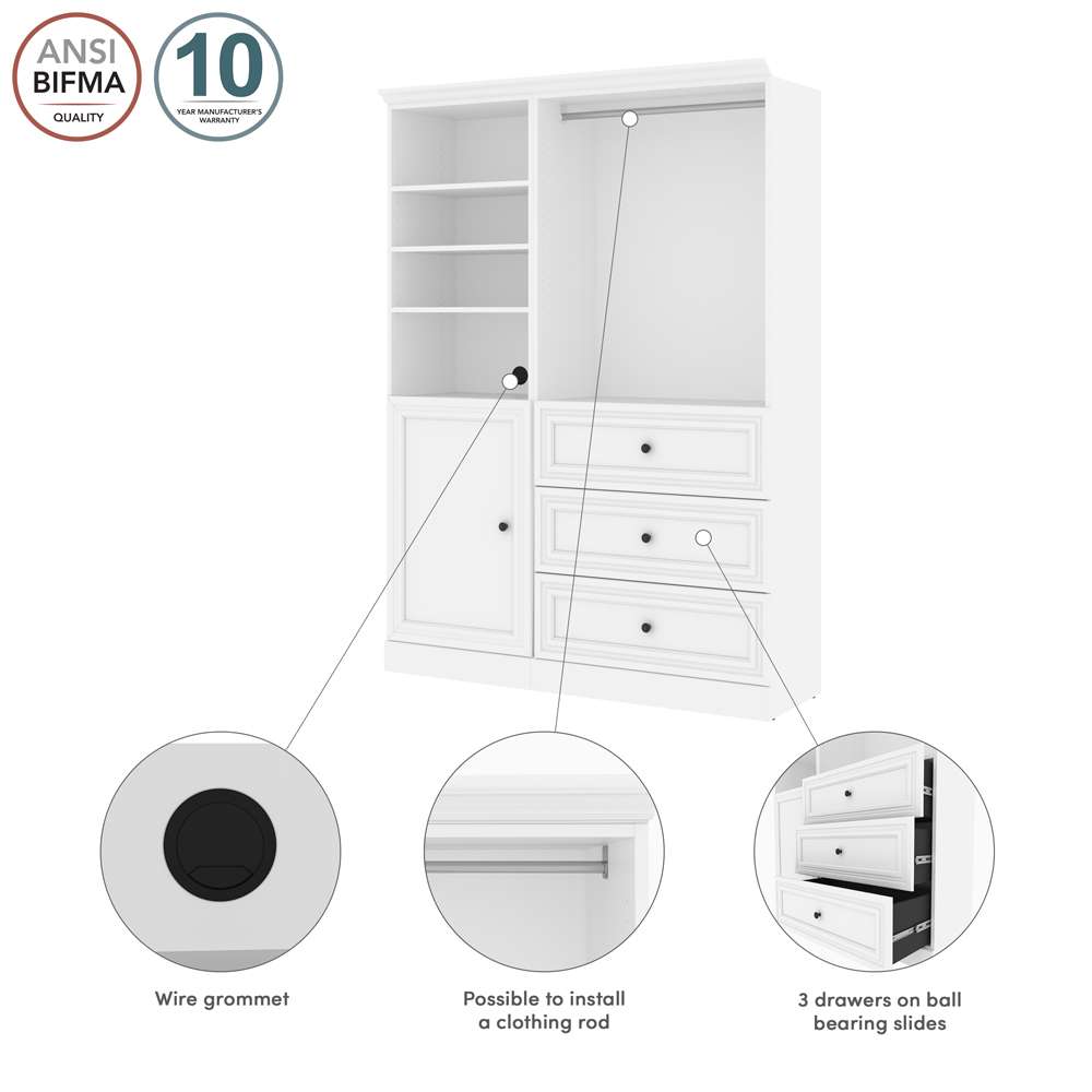 Bestar - Versatile 61 Closet Organizer with Drawers and Door in White - 40874-17 veiw 11