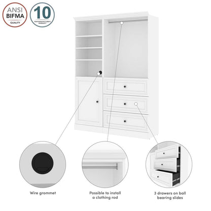 Bestar - Versatile 61 Closet Organizer with Drawers and Door in White - 40874-17 veiw 11