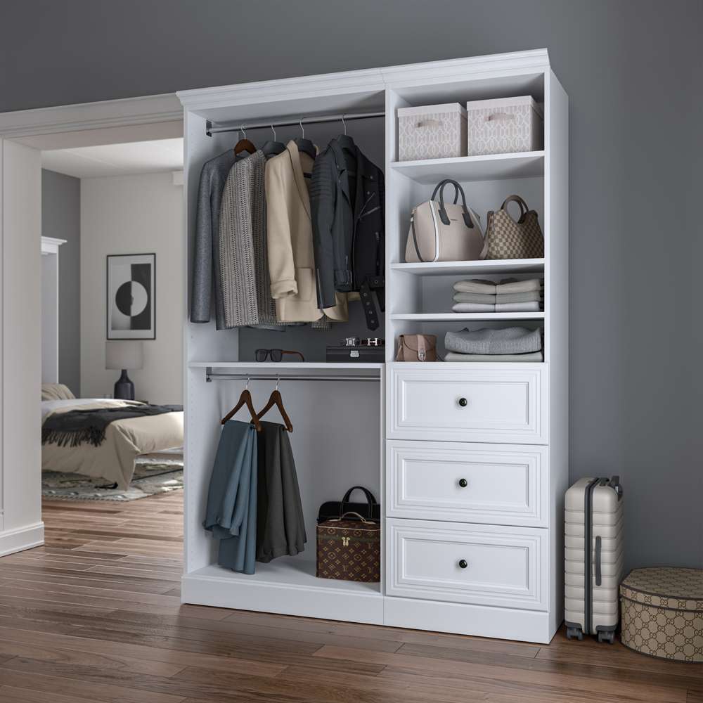 Bestar - Versatile 61 Closet Organizer with Drawers in White - 40870-17 veiw 6