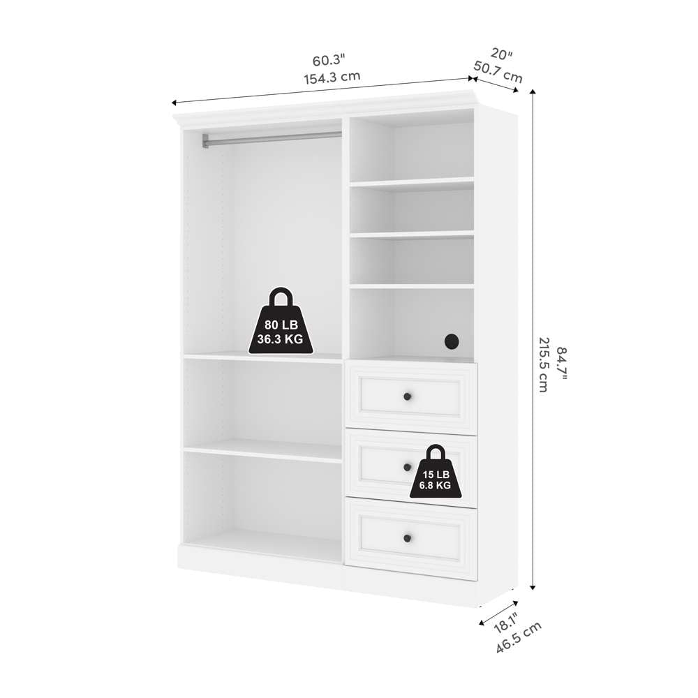 Bestar - Versatile 61 Closet Organizer with Drawers in White - 40870-17 veiw 8