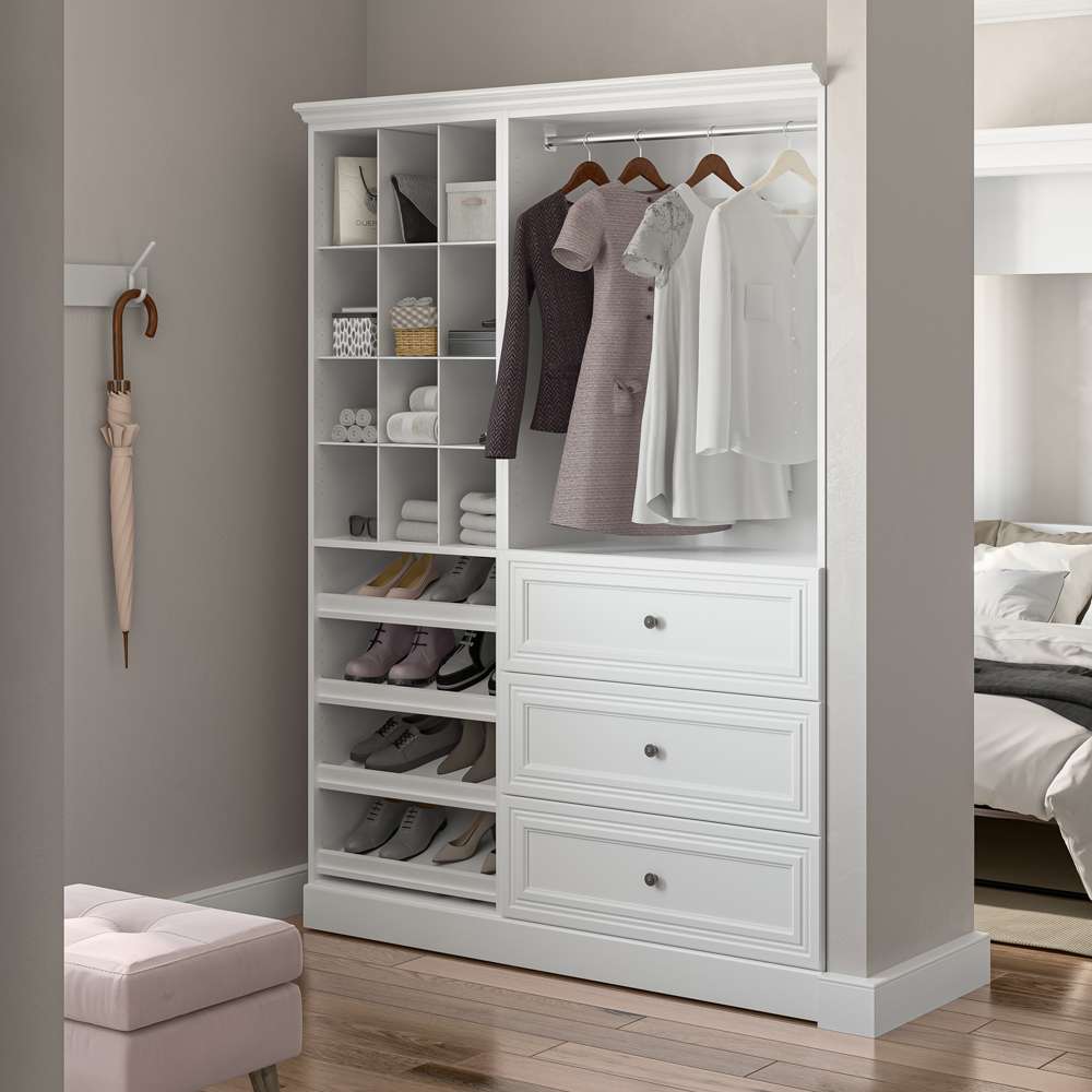 Bestar - Versatile 61 Closet Organizer with Storage Cubbies and Drawers in White - 40851-1417 veiw 6