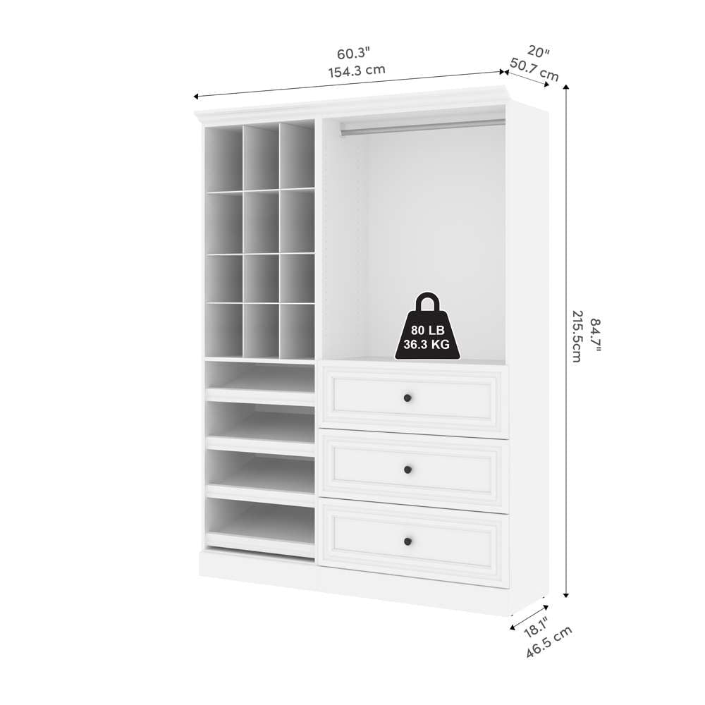 Bestar - Versatile 61 Closet Organizer with Storage Cubbies and Drawers in White - 40851-1417 veiw 8