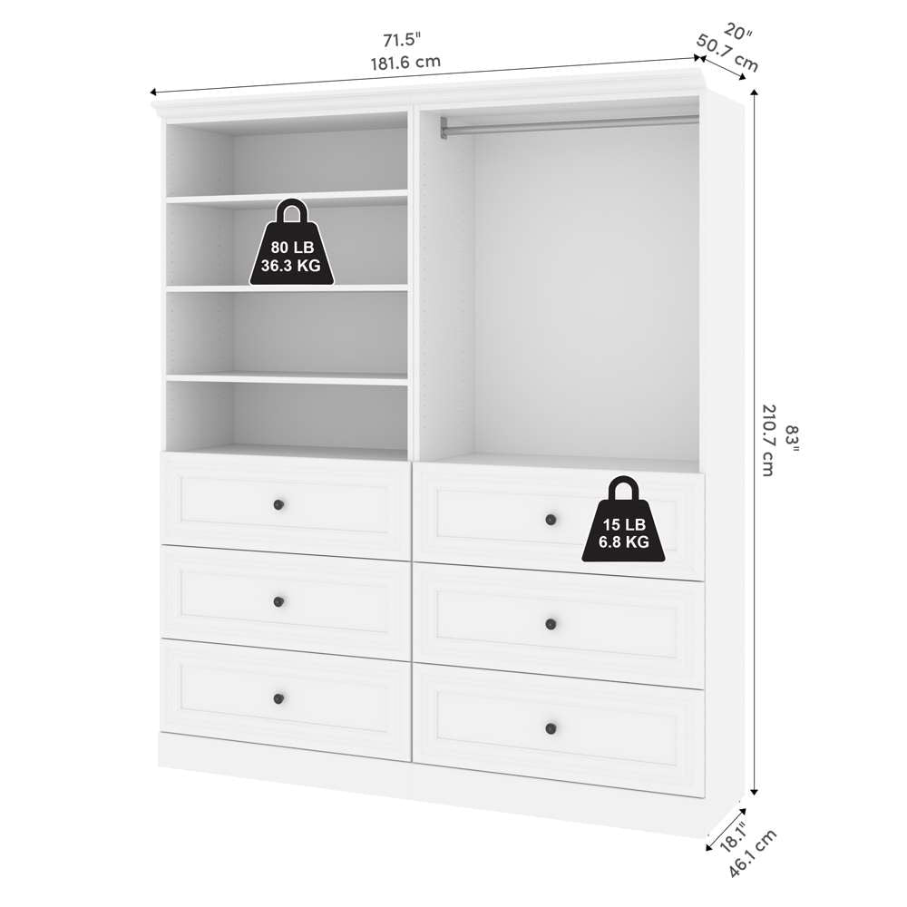 Bestar - Versatile 72in Closet Organizer in White - 40872-17 veiw 8