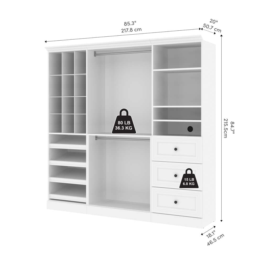 Bestar - Versatile 86in Closet Organizer in White - 40853-17 veiw 7