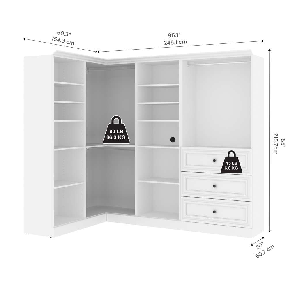 Bestar - Versatile 90W Walk-In Closet Organizer in White - 40854-17 veiw 8