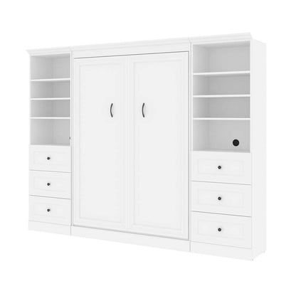 Bestar - Versatile Full Murphy Bed and 2 Shelving Units with Drawers (109W) in White - 40893-17 veiw 1
