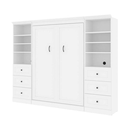 Bestar - Versatile Full Murphy Bed and 2 Shelving Units with Drawers (109W) in White - 40893-17 veiw 1