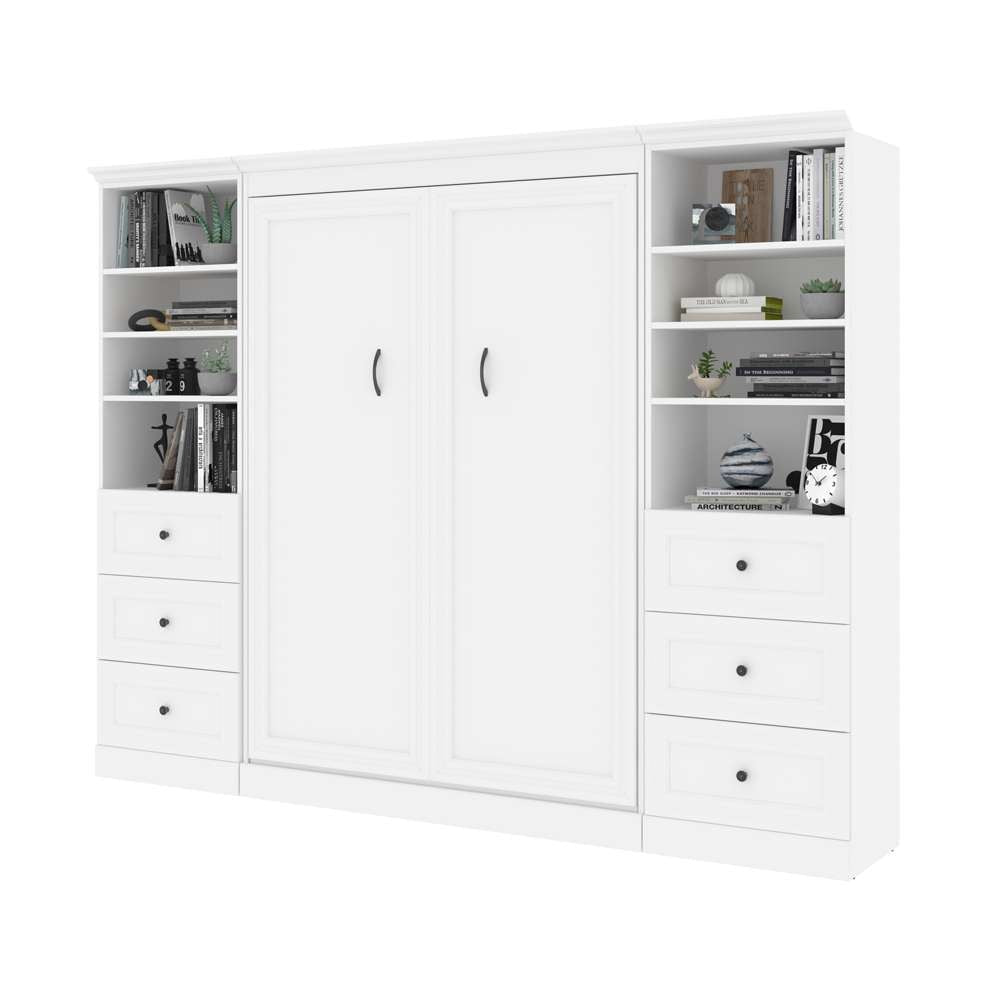 Bestar - Versatile Full Murphy Bed and 2 Shelving Units with Drawers (109W) in White - 40893-17 veiw 2