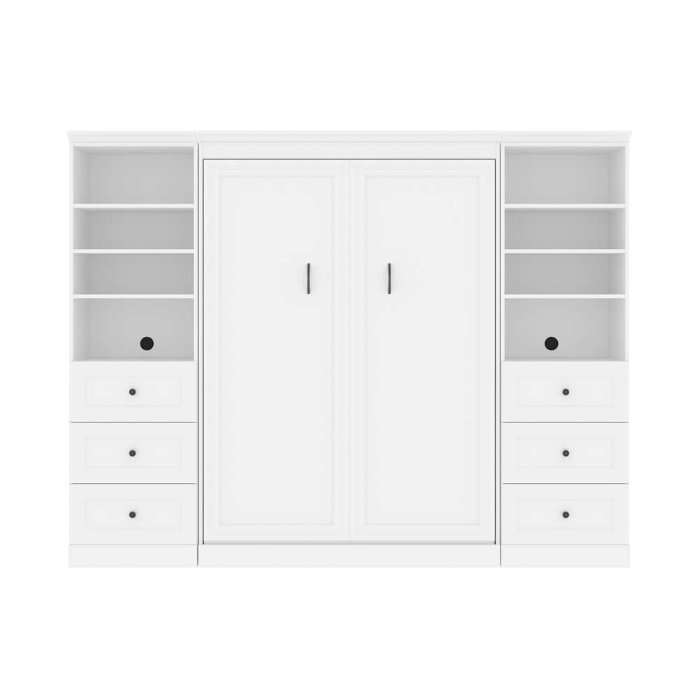 Bestar - Versatile Full Murphy Bed and 2 Shelving Units with Drawers (109W) in White - 40893-17 veiw 3