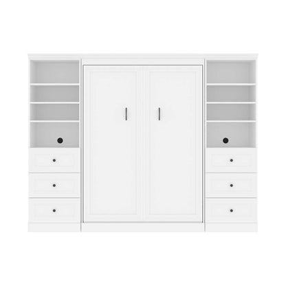 Bestar - Versatile Full Murphy Bed and 2 Shelving Units with Drawers (109W) in White - 40893-17 veiw 3