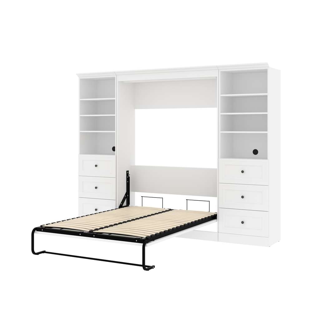 Bestar - Versatile Full Murphy Bed and 2 Shelving Units with Drawers (109W) in White - 40893-17 veiw 7