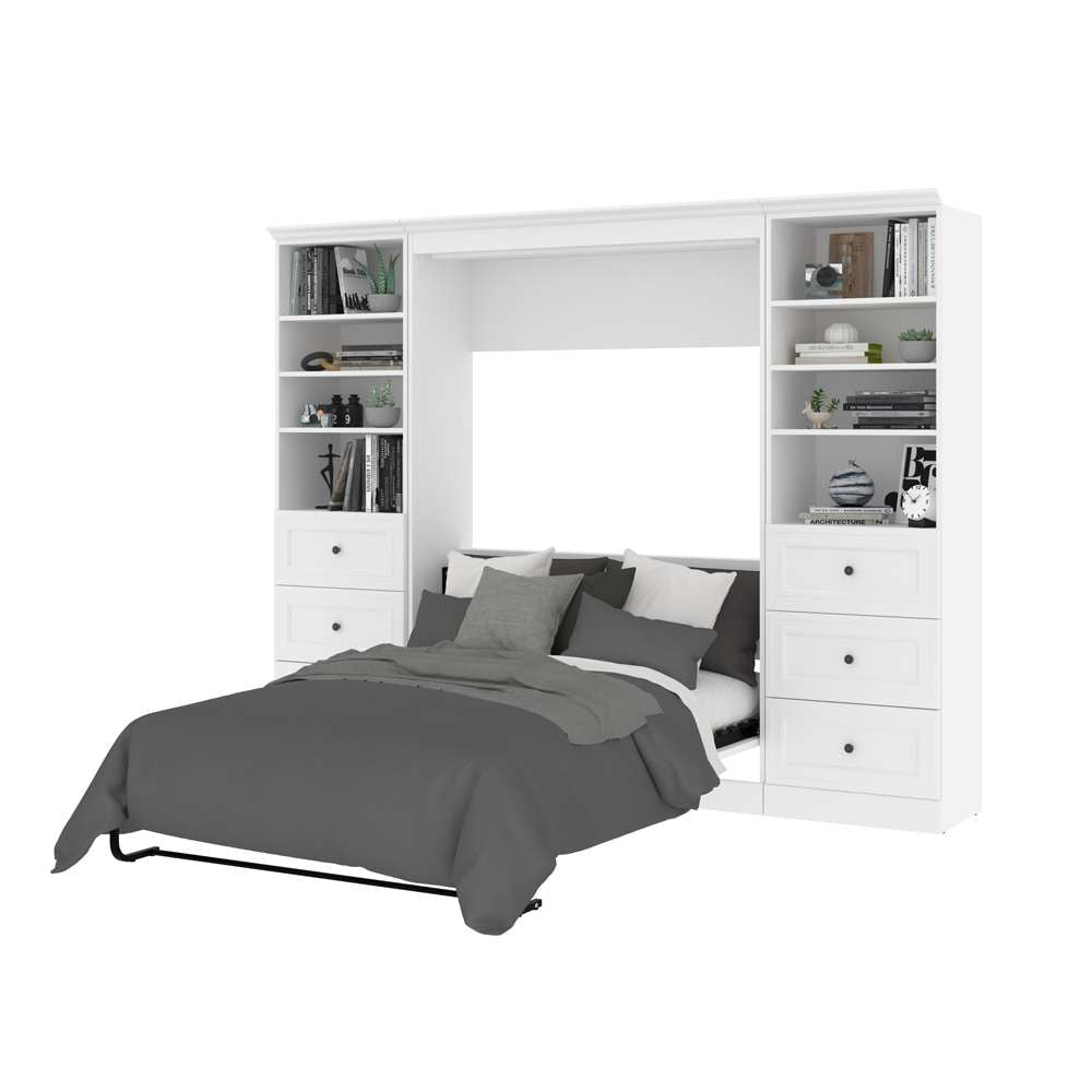 Bestar - Versatile Full Murphy Bed and 2 Shelving Units with Drawers (109W) in White - 40893-17 veiw 8