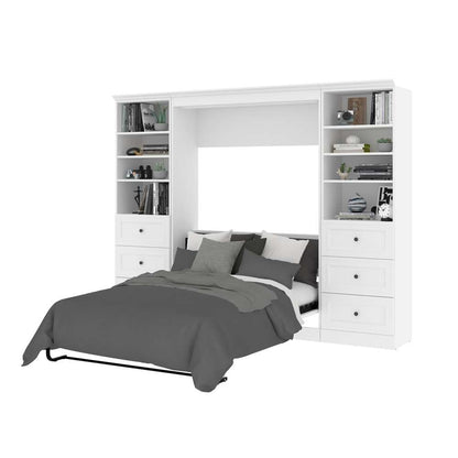 Bestar - Versatile Full Murphy Bed and 2 Shelving Units with Drawers (109W) in White - 40893-17 veiw 8