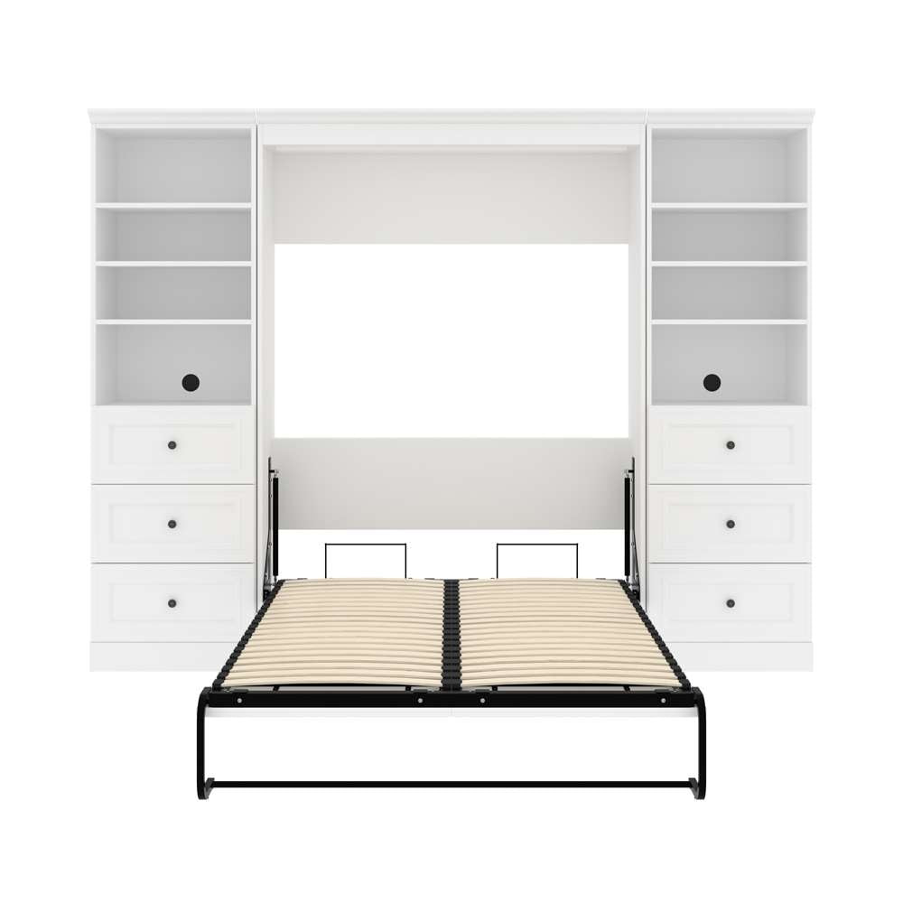 Bestar - Versatile Full Murphy Bed and 2 Shelving Units with Drawers (109W) in White - 40893-17 veiw 9