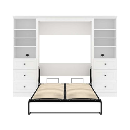 Bestar - Versatile Full Murphy Bed and 2 Shelving Units with Drawers (109W) in White - 40893-17 veiw 9