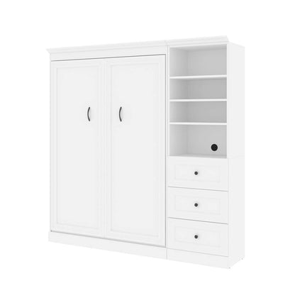 Bestar - Versatile Full Murphy Bed and Shelving Unit with Drawers (84W) in White - 40896-17 veiw 1