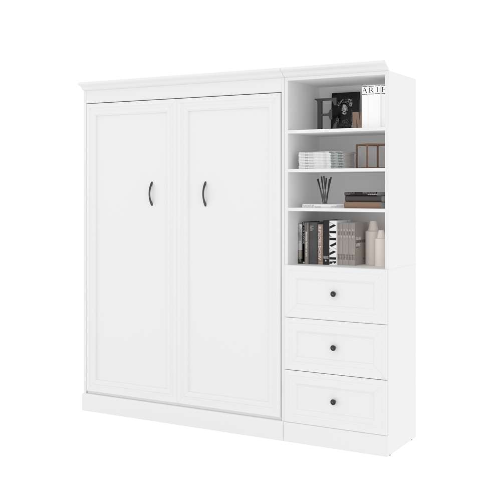 Bestar - Versatile Full Murphy Bed and Shelving Unit with Drawers (84W) in White - 40896-17 veiw 2