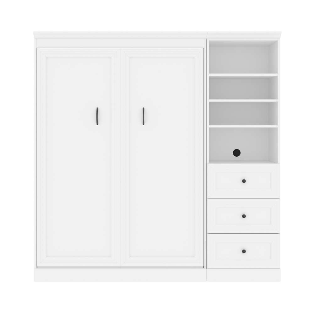 Bestar - Versatile Full Murphy Bed and Shelving Unit with Drawers (84W) in White - 40896-17 veiw 3