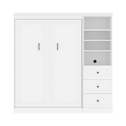 Bestar - Versatile Full Murphy Bed and Shelving Unit with Drawers (84W) in White - 40896-17 veiw 3