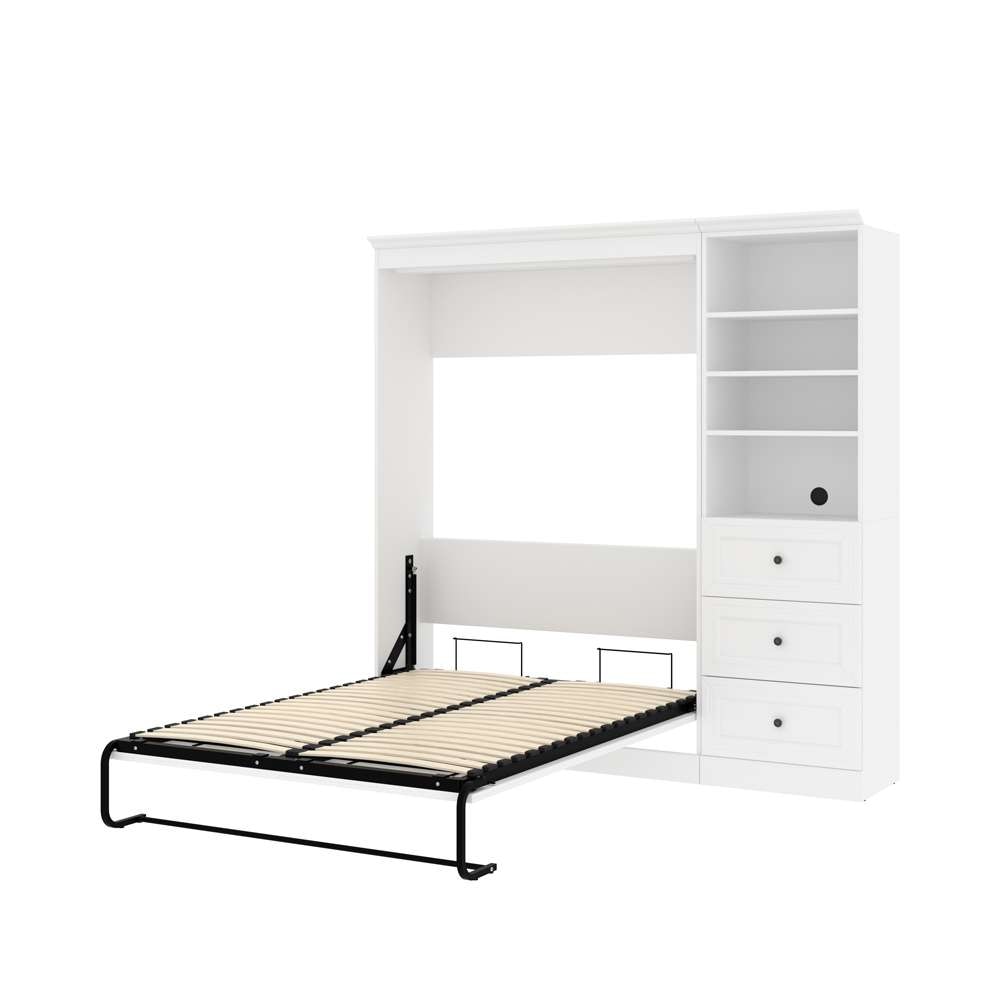 Bestar - Versatile Full Murphy Bed and Shelving Unit with Drawers (84W) in White - 40896-17 veiw 7