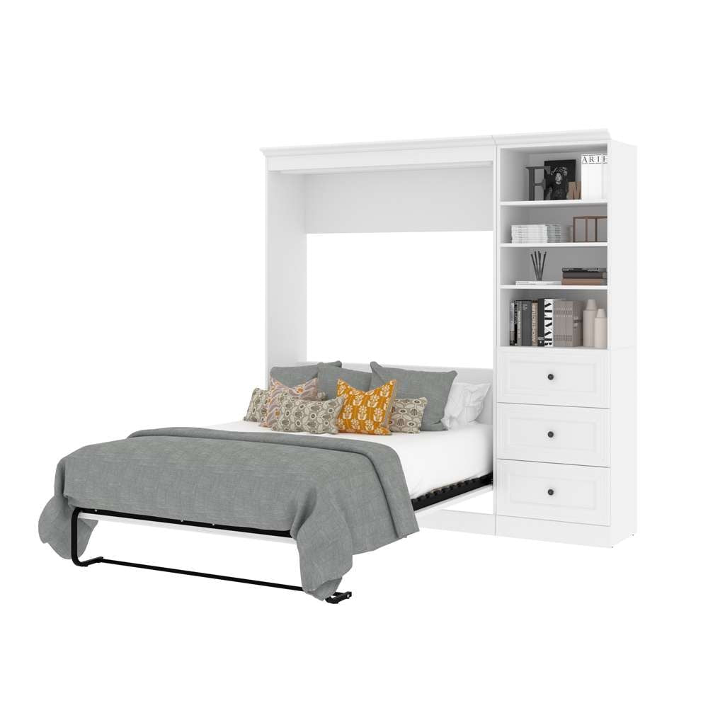 Bestar - Versatile Full Murphy Bed and Shelving Unit with Drawers (84W) in White - 40896-17 veiw 8