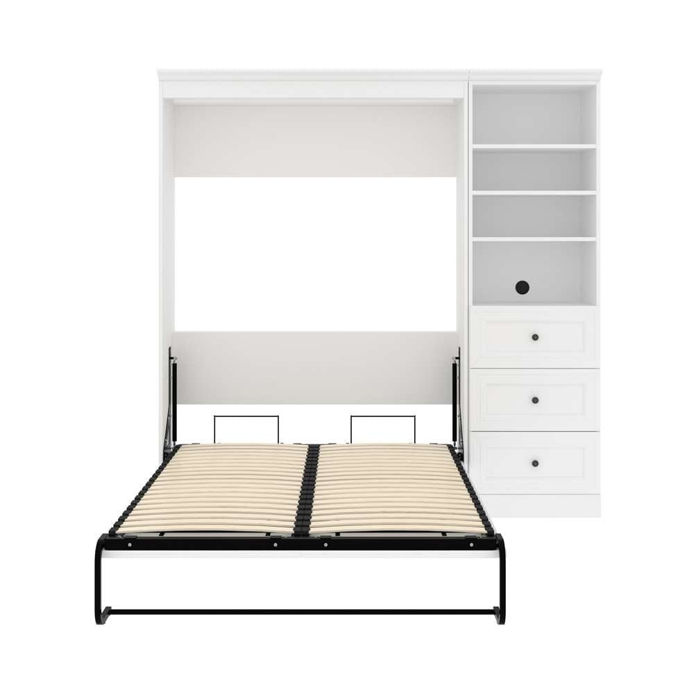 Bestar - Versatile Full Murphy Bed and Shelving Unit with Drawers (84W) in White - 40896-17 veiw 9