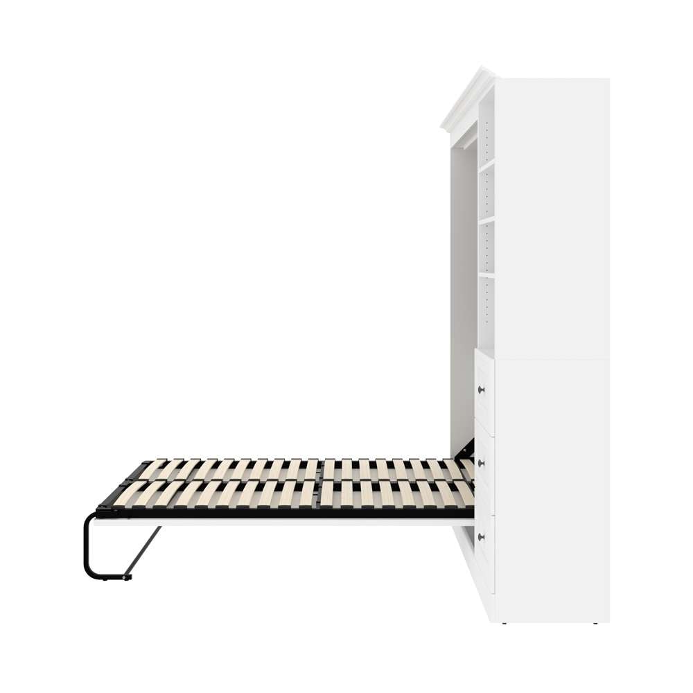 Bestar - Versatile Full Murphy Bed and Shelving Unit with Drawers (84W) in White - 40896-17 veiw 10