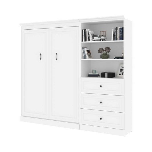 Bestar - Versatile Full Murphy Bed and Shelving Unit with Drawers (95W) in White - 40895-17 veiw 2