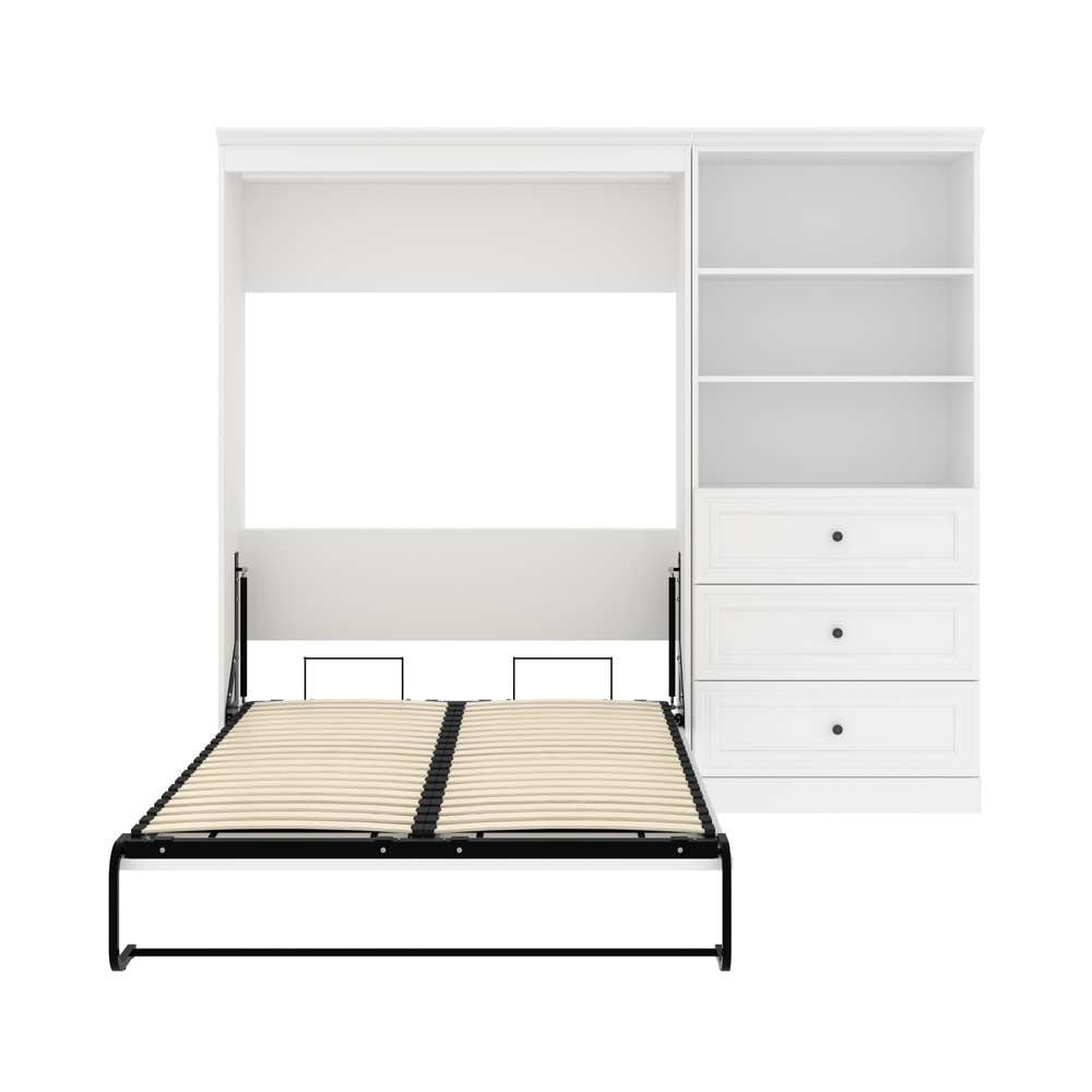 Bestar - Versatile Full Murphy Bed and Shelving Unit with Drawers (95W) in White - 40895-17 veiw 9