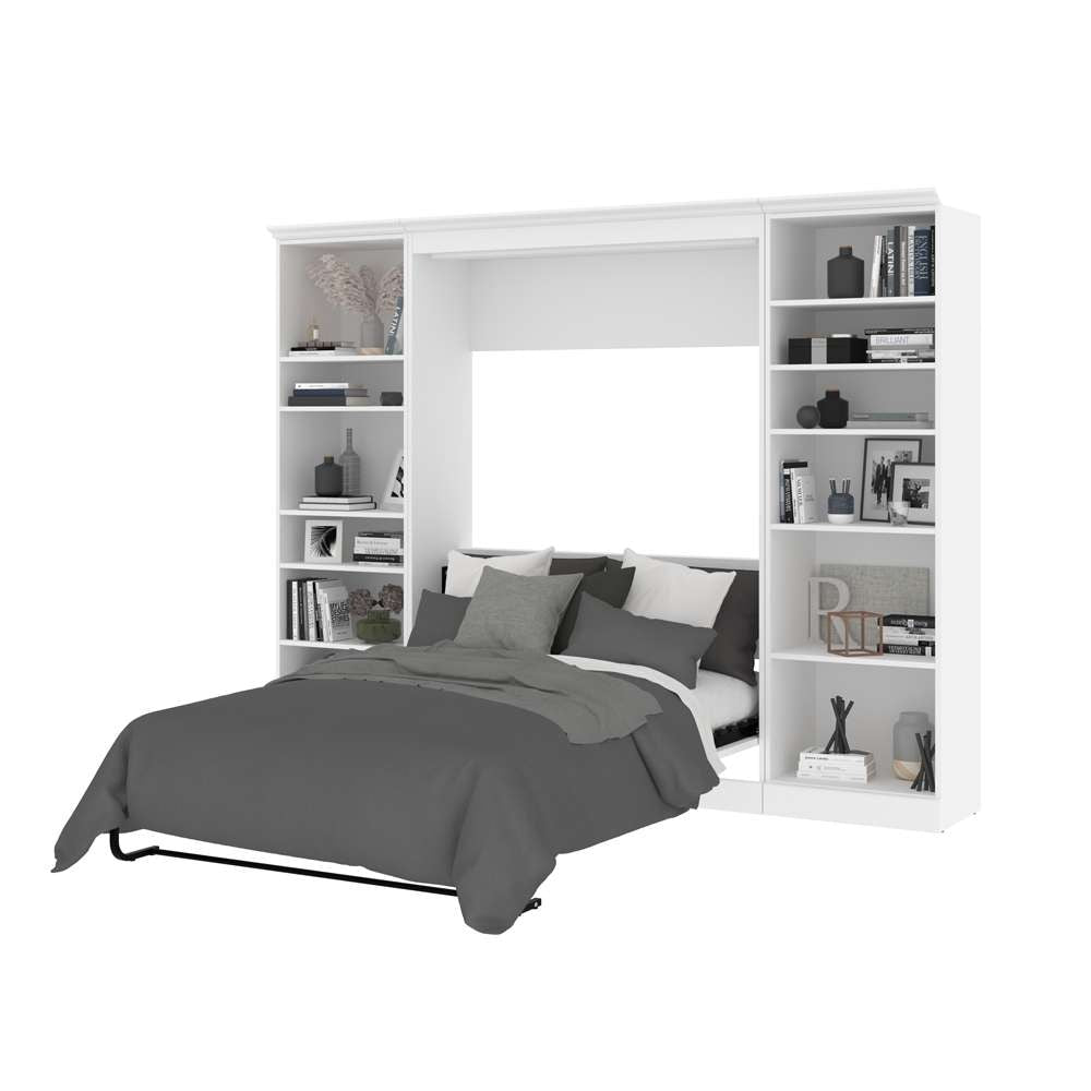 Bestar - Versatile Full Murphy Bed with 2 Shelving Units (109W) in White - 40891-17 veiw 8