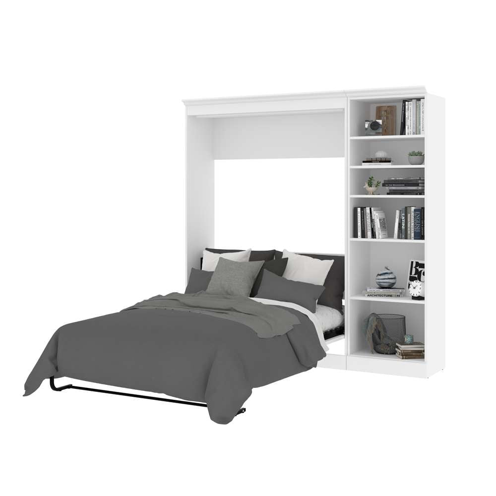 Bestar - Versatile Full Murphy Bed with Shelving Unit (84W) in White - 40890-17 veiw 8