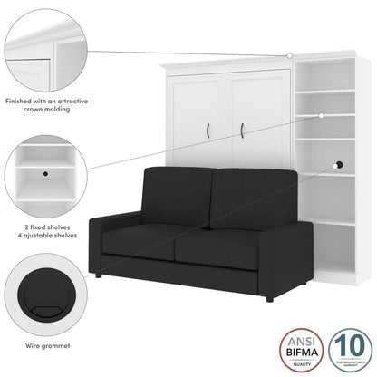 Bestar - Versatile Full Murphy Bed with Sofa and Shelving Unit (84W) in White - 40790-000017 veiw 8