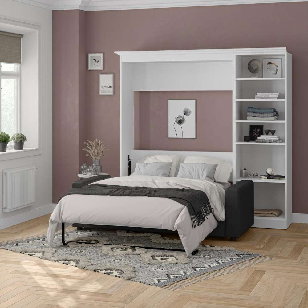 Bestar - Versatile Full Murphy Bed with Sofa and Shelving Unit (84W) in White - 40790-000017 veiw 10