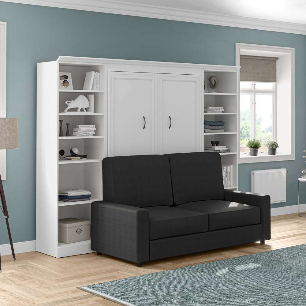 Bestar - Versatile Full Murphy Bed with Sofa and Shelving Units (109W) in White - 40791-000017 veiw 2