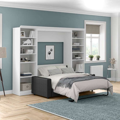 Bestar - Versatile Full Murphy Bed with Sofa and Shelving Units (109W) in White - 40791-000017 veiw 4