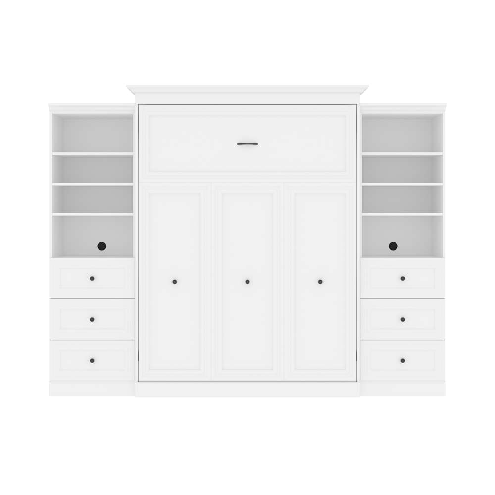 Bestar - Versatile Queen Murphy Bed and 2 Shelving Units with Drawers (115W) in White - 40883-17 veiw 3