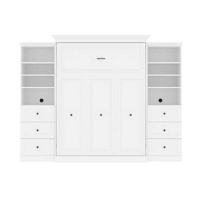 Bestar - Versatile Queen Murphy Bed and 2 Shelving Units with Drawers (115W) in White - 40883-17 veiw 3