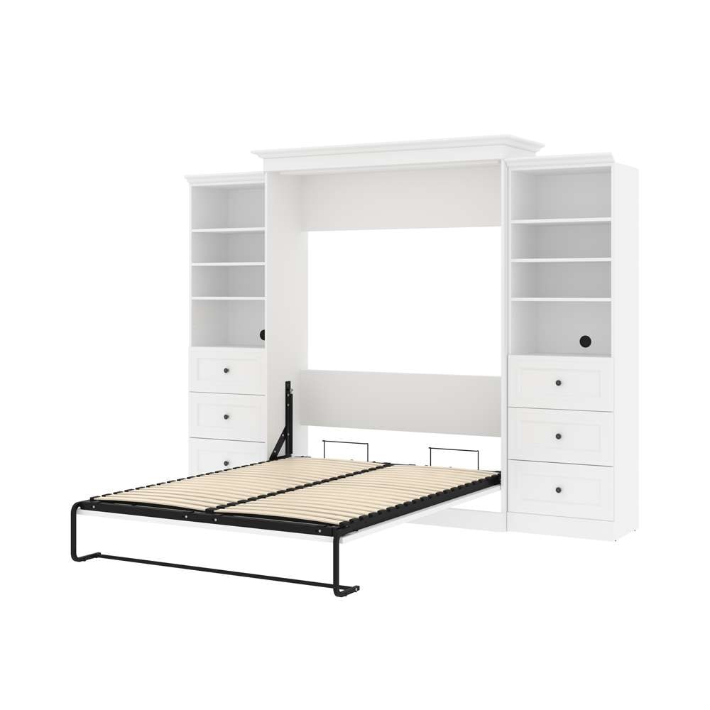 Bestar - Versatile Queen Murphy Bed and 2 Shelving Units with Drawers (115W) in White - 40883-17 veiw 7
