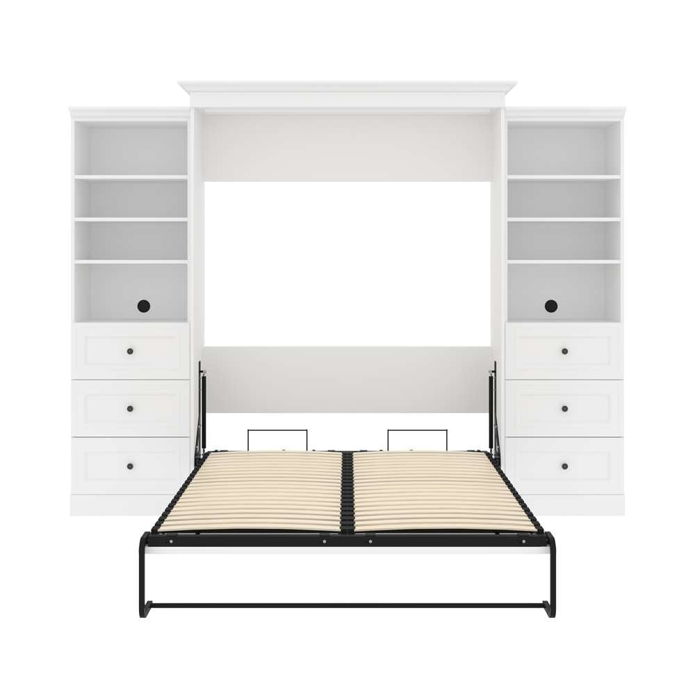 Bestar - Versatile Queen Murphy Bed and 2 Shelving Units with Drawers (115W) in White - 40883-17 veiw 9