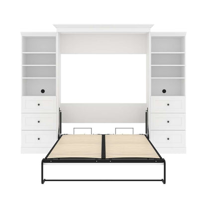 Bestar - Versatile Queen Murphy Bed and 2 Shelving Units with Drawers (115W) in White - 40883-17 veiw 9