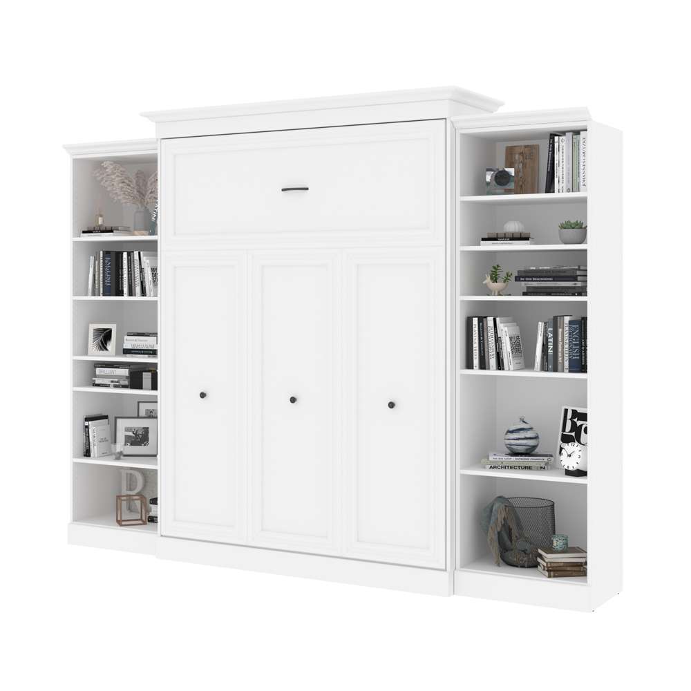 Bestar - Versatile Queen Murphy Bed with 2 Shelving Units (115W) in White - 40881-17 veiw 2