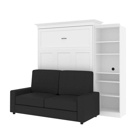 Bestar - Versatile Queen Murphy Bed with Sofa and Shelving Unit (92W) in White - 40780-000017 veiw 1