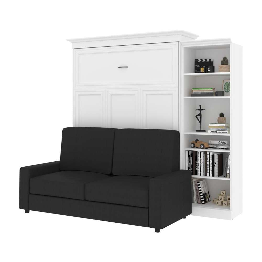 Bestar - Versatile Queen Murphy Bed with Sofa and Shelving Unit (92W) in White - 40780-000017 veiw 5