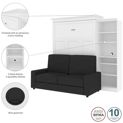 Bestar - Versatile Queen Murphy Bed with Sofa and Shelving Unit (92W) in White - 40780-000017 veiw 6
