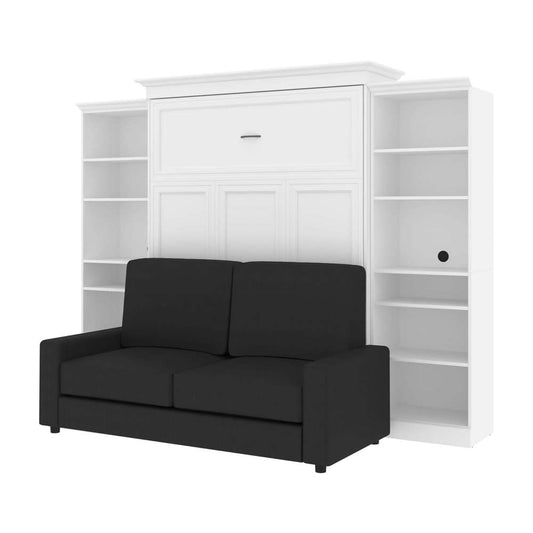 Bestar - Versatile Queen Murphy Bed with Sofa and Shelving Units (115W) in White - 40781-000017 veiw 1