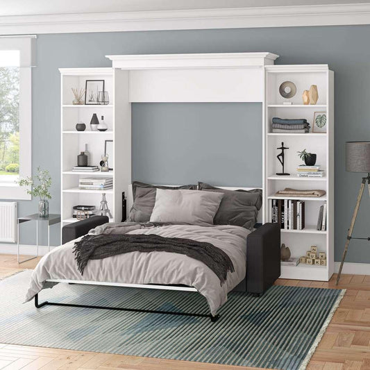 Bestar - Versatile Queen Murphy Bed with Sofa and Shelving Units (115W) in White - 40781-000017 veiw 2